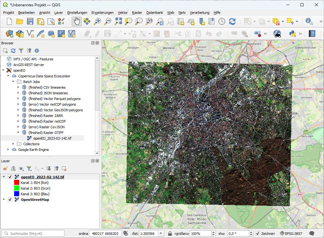 QGIS plugin overview in QGIS with GeoTiff visualization